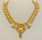 Gold Plated Leaf Motif Pendant Necklace Earrings Set For Women
