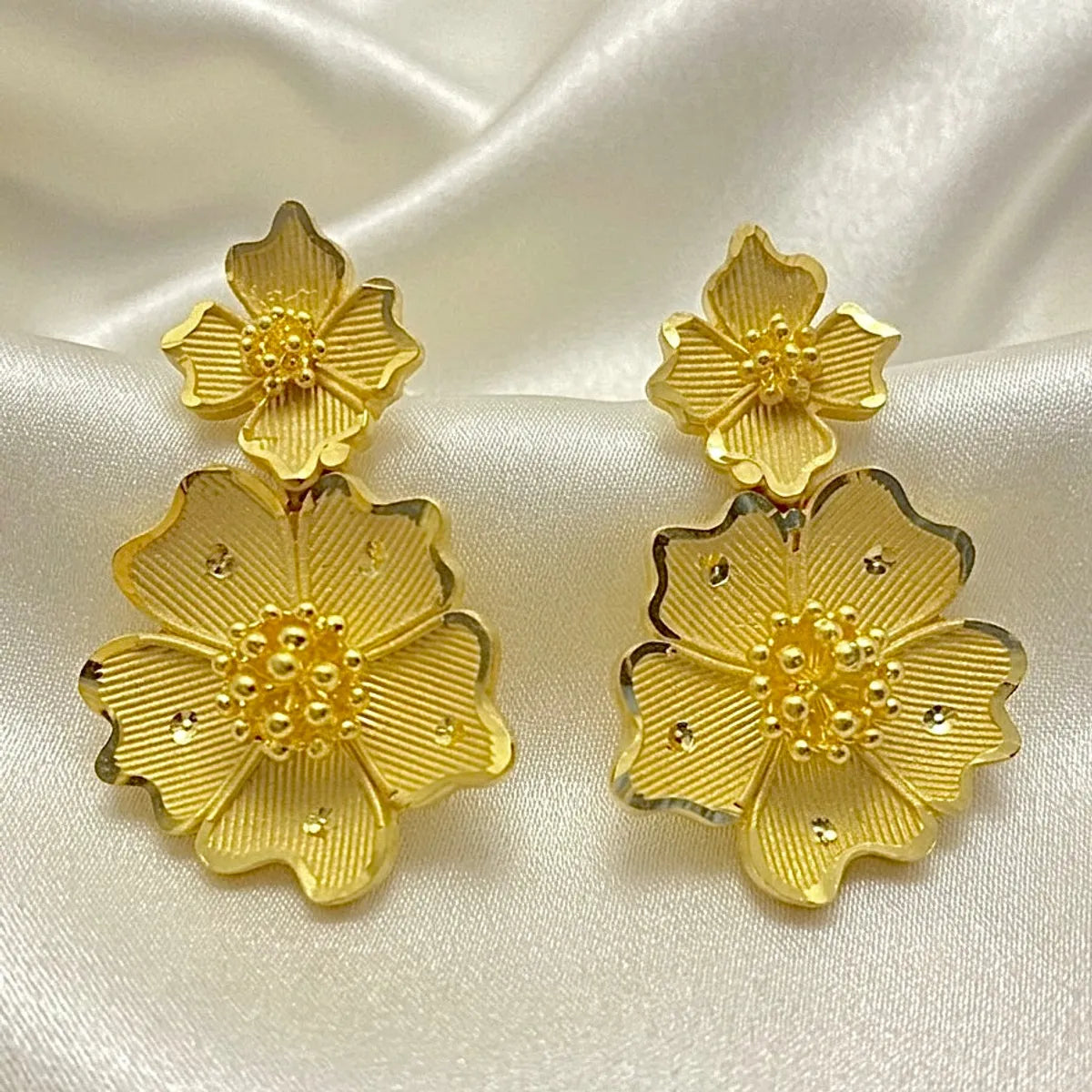Gold Micro Plated Dubai Floral Necklace Set For Women