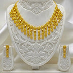 Gold Micro Plated Dubai Circular Motif Drop Necklace Set