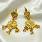 Gold Micro Plated Copper Floral Drop Necklace Earrings Set