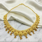 Gold Micro Plated Copper Floral Drop Necklace Earrings Set