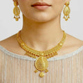 Gold Micro Plated Copper Dubai Heritage Oval Pendant Necklace Set