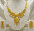 Gold Micro Plated Copper Dubai Heritage Oval Pendant Necklace Set