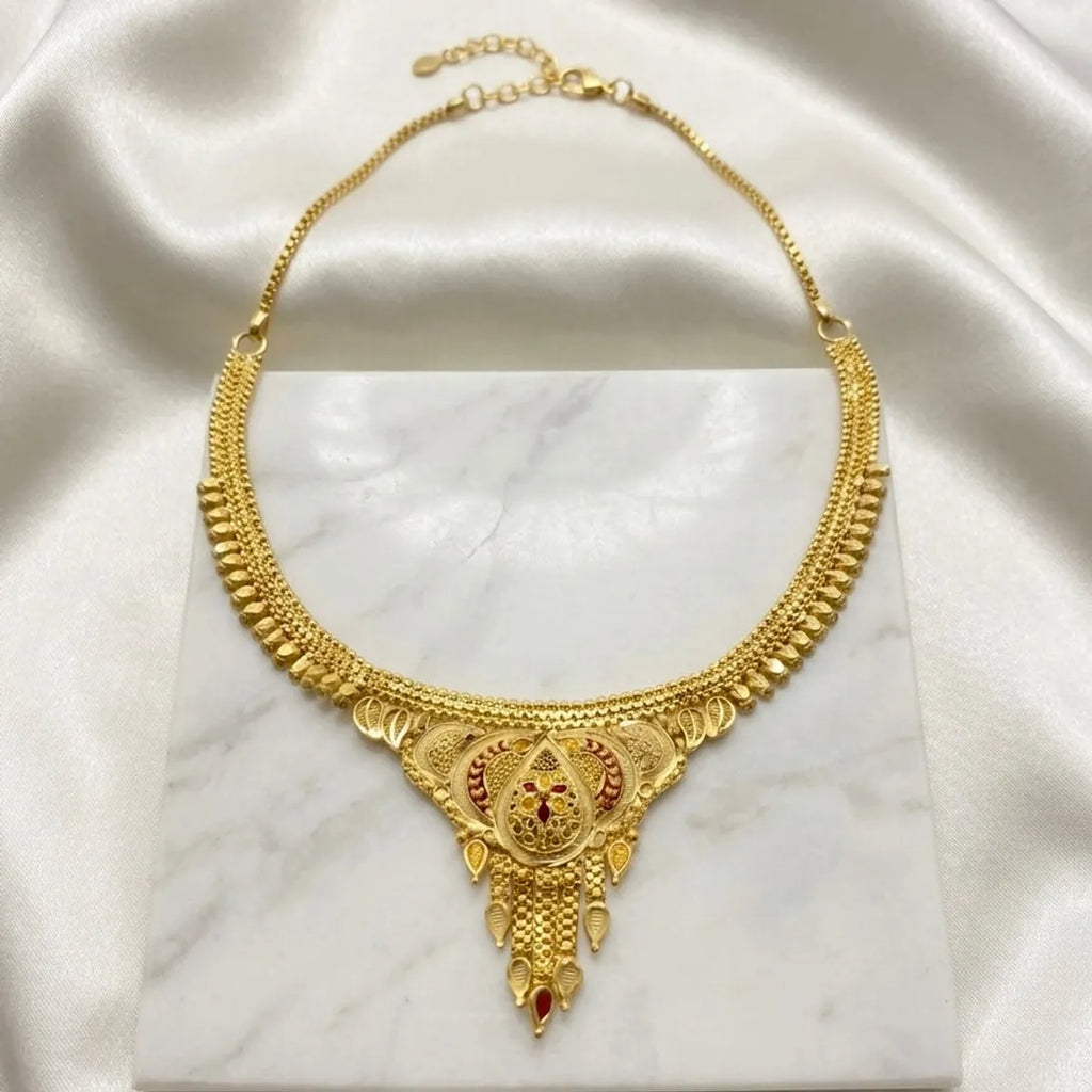 Gold Micro Plated Dubai Meenakari Necklace Set For Women