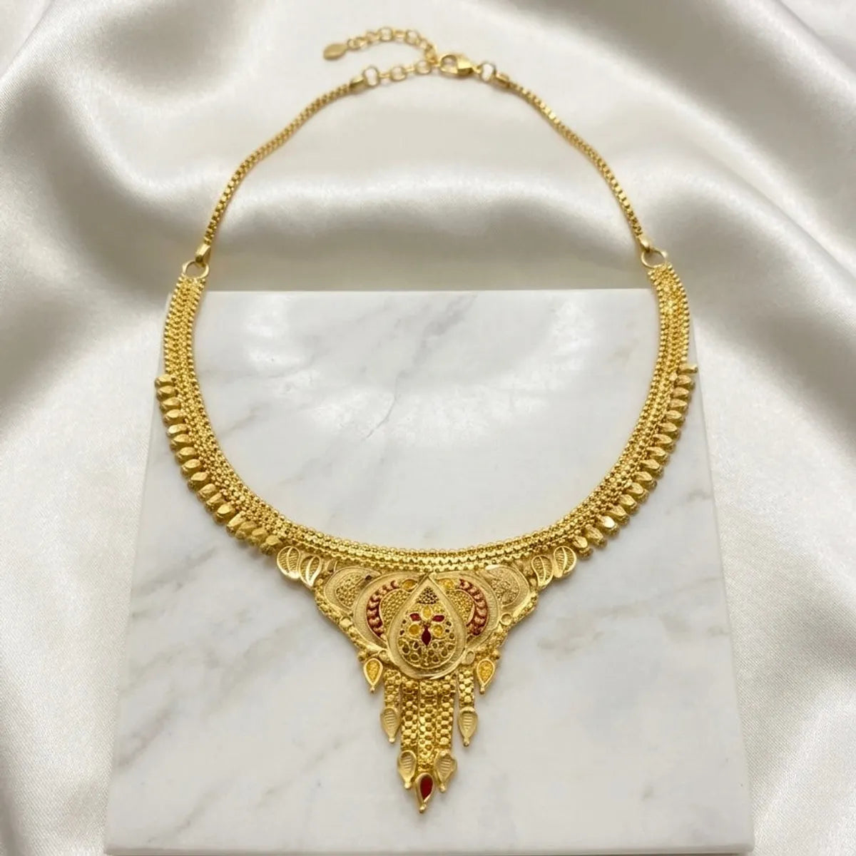 Gold Micro Plated Dubai Meenakari Necklace Set For Women