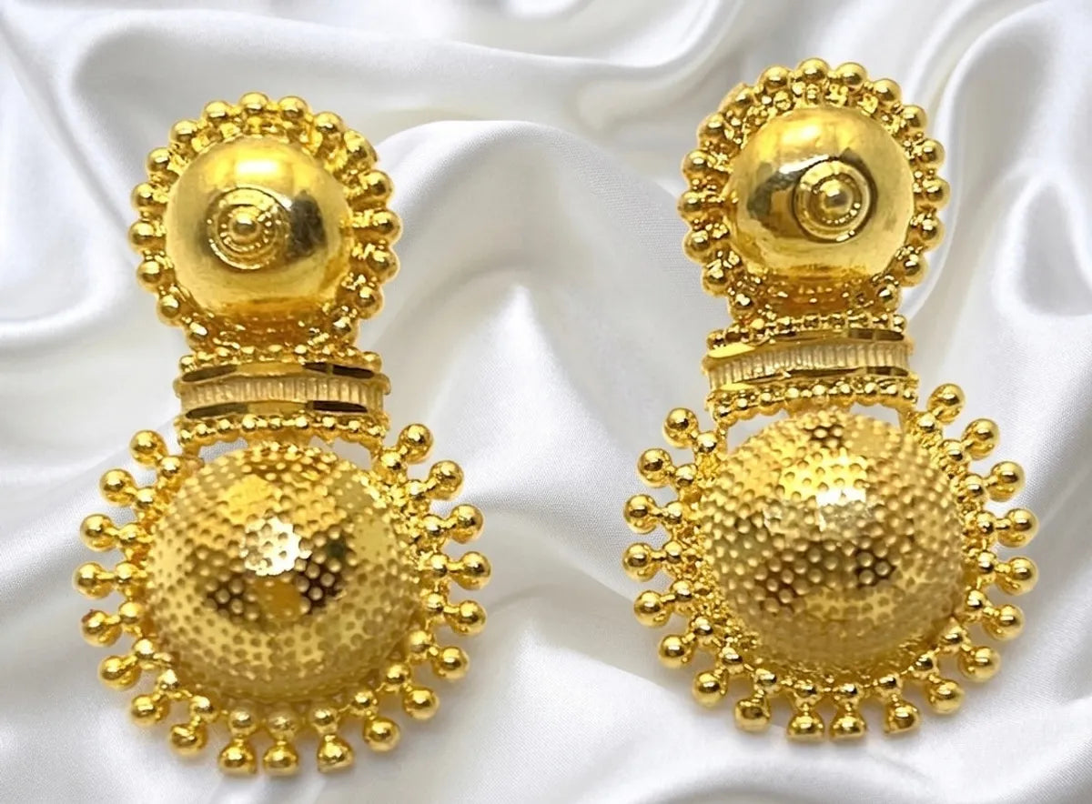 Gold Micro Plated Dubai Round Motif Necklace Earring Set
