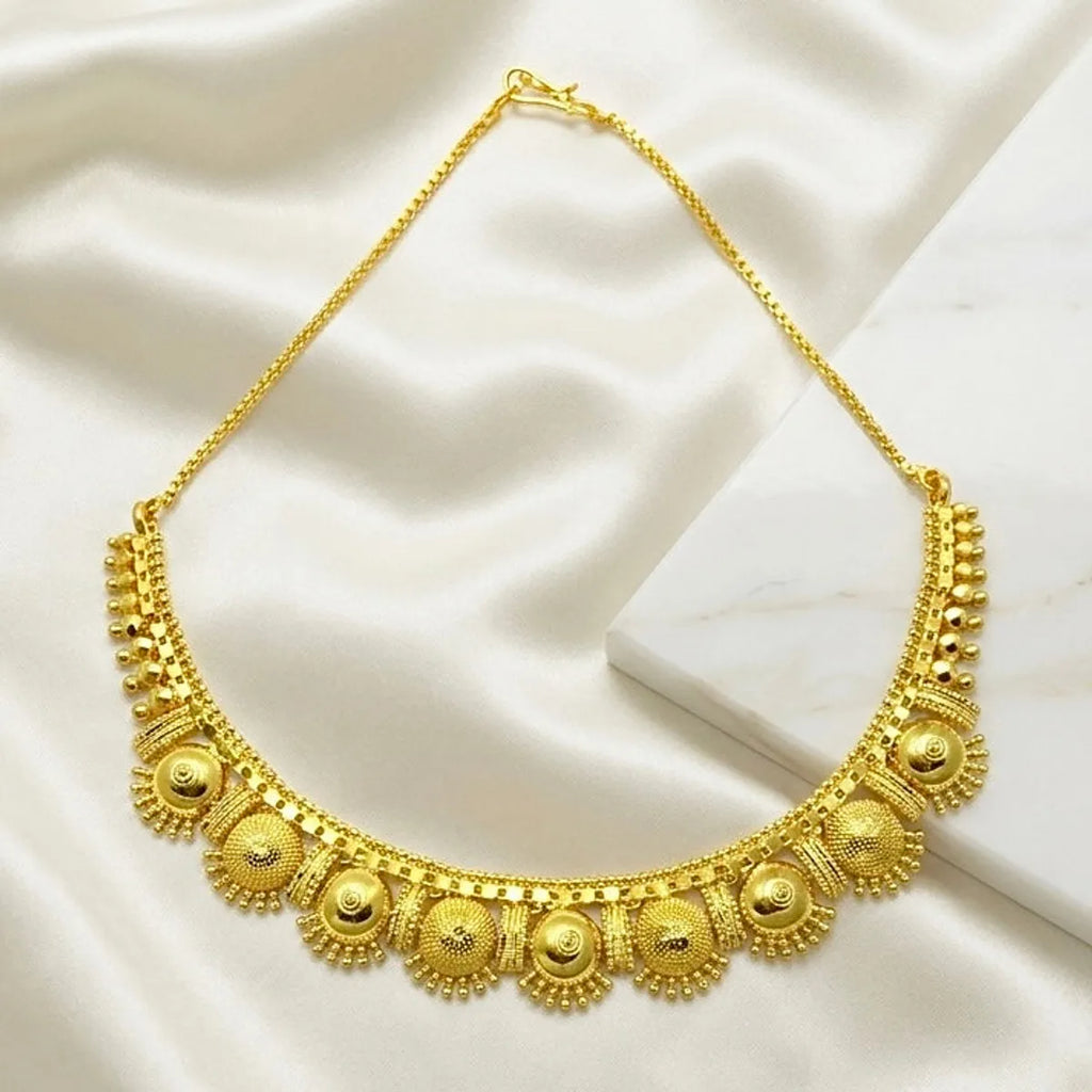 Gold Micro Plated Dubai Round Motif Necklace Earring Set