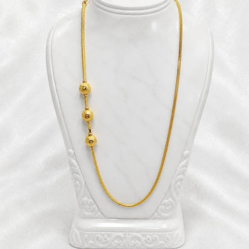 Gold Micro Plated Copper Three Ball Mugapu Bead Neck Chain