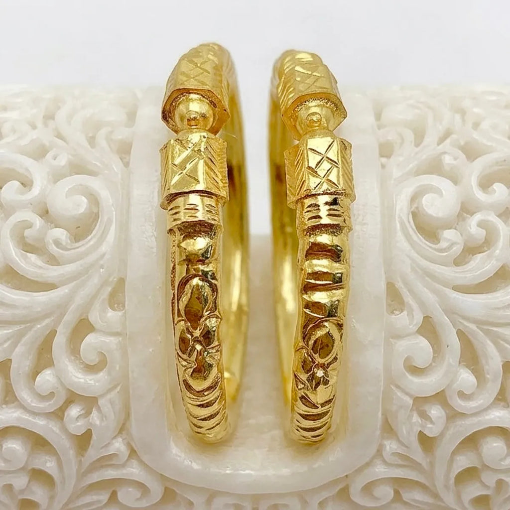 Gold Copper Nakshikari Bala Kada Bengali Traditional Bangle Pair