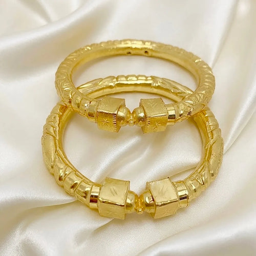 Gold Copper Nakshikari Bala Kada Bengali Traditional Bangle Pair