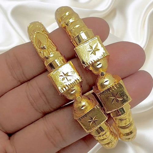 Gold Copper Nakshikari Bala Bengali Handcrafted Bangle Pair For Women