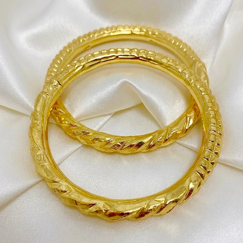 Gold Plated Nakshikari Bala Traditional Bengali Bangle Pair