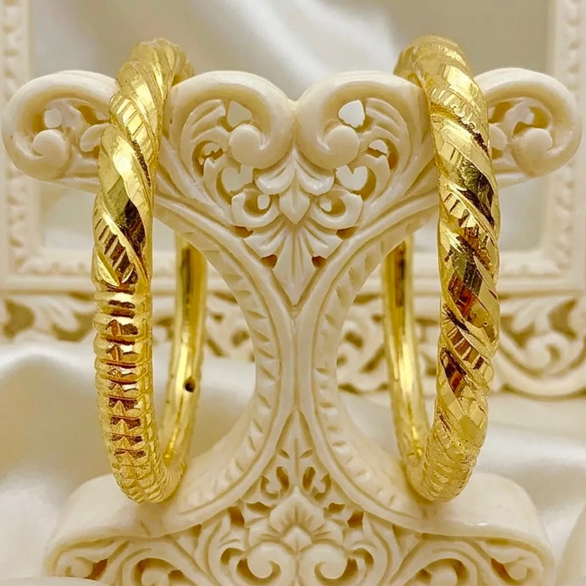 Gold Plated Nakshikari Bala Traditional Bengali Bangle Pair