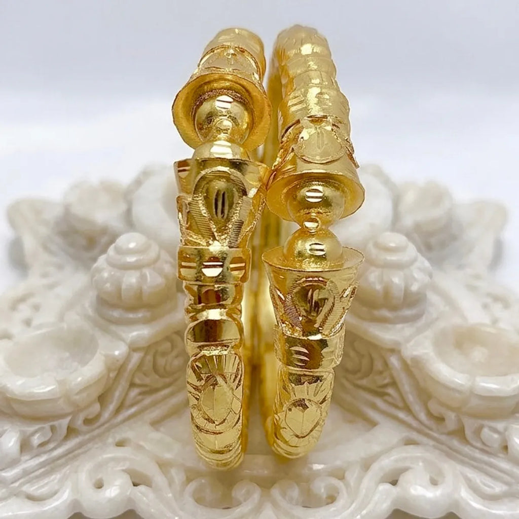 Gold Plated Hand-Etched Nakshikari Bengali Bala Bangle Pair