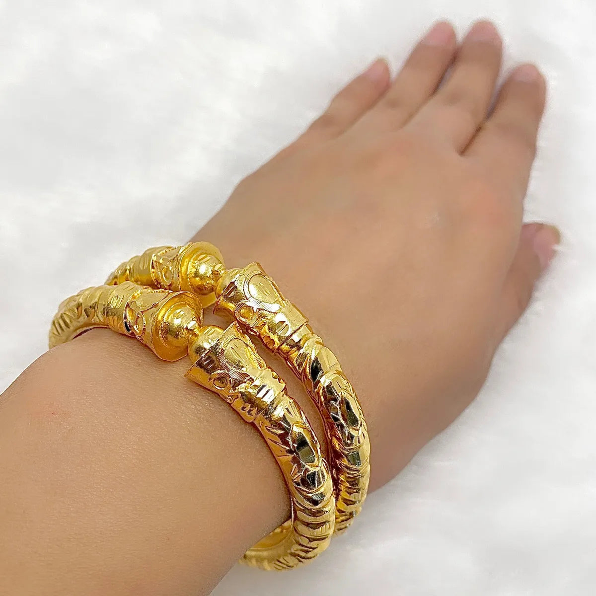 Gold Plated Hand-Etched Nakshikari Bengali Bala Bangle Pair