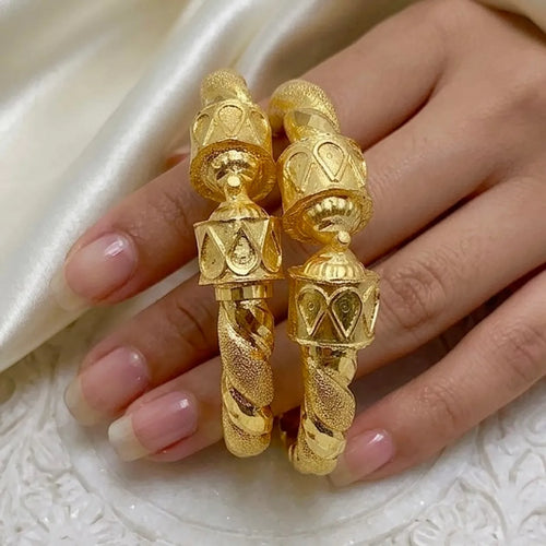 Gold Copper Nakshikari Bala Bangle Pair For Women