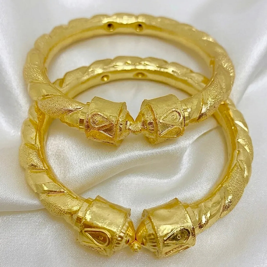 Gold Copper Nakshikari Bala Bangle Pair For Women
