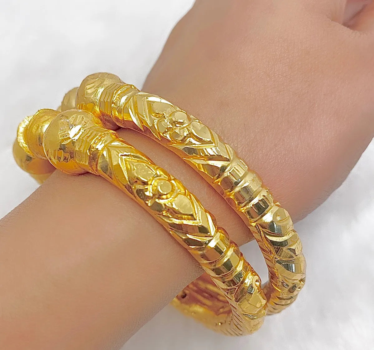 Gold Copper Nakshikari Bala Bengali Handcrafted Bangle Pair For Women