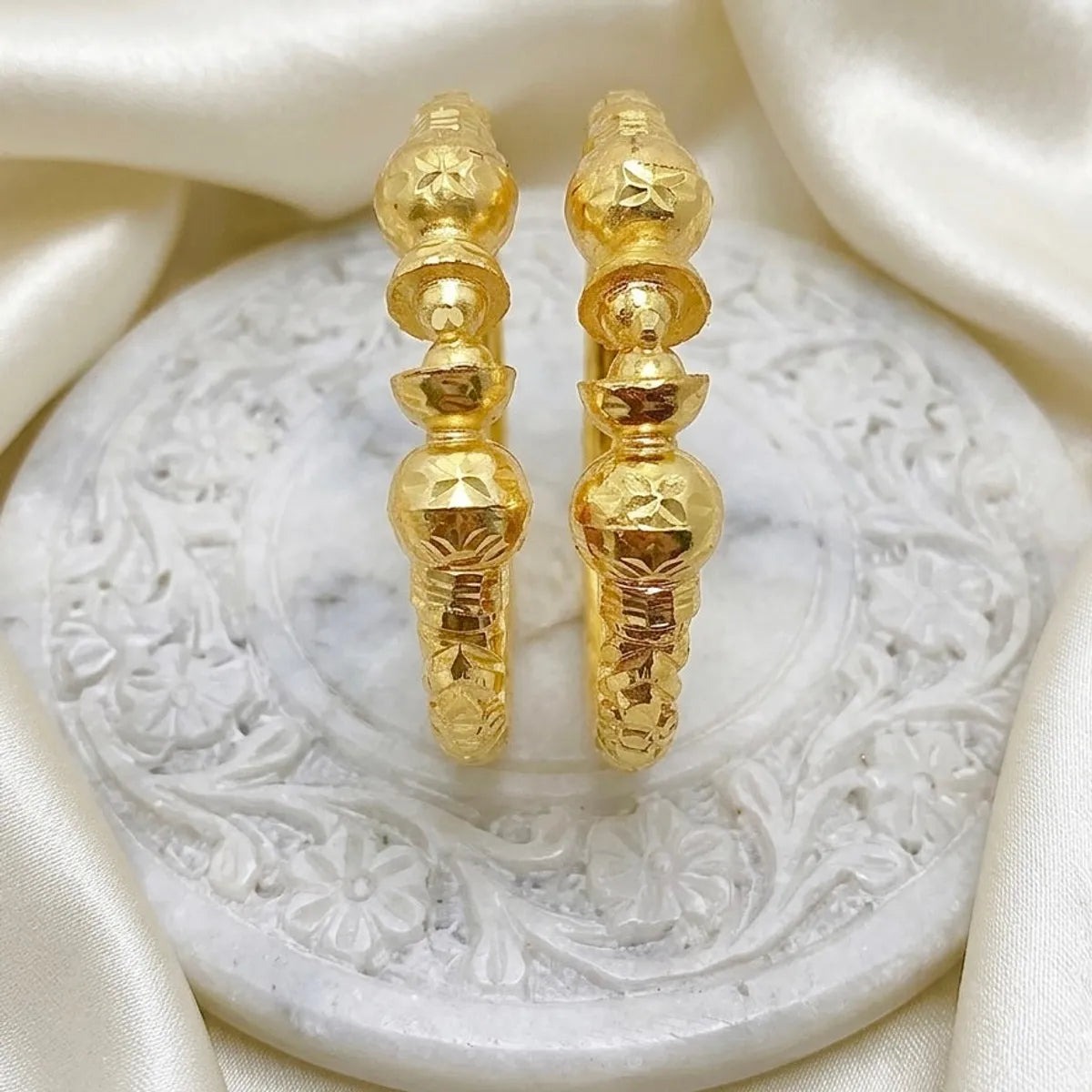 Gold Copper Nakshikari Bala Bengali Handcrafted Bangle Pair For Women