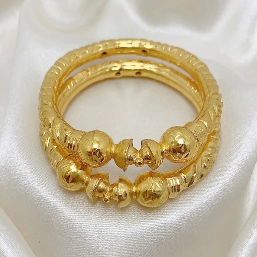 Gold Copper Nakshikari Bala Bengali Handcrafted Bangle Pair For Women