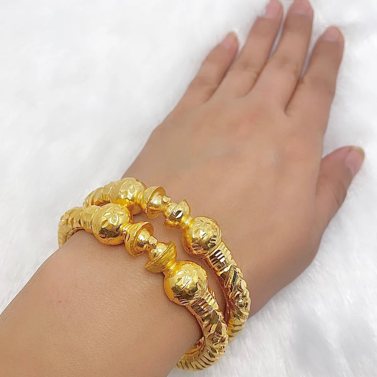 Gold Copper Nakshikari Bala Bengali Handcrafted Bangle Pair For Women