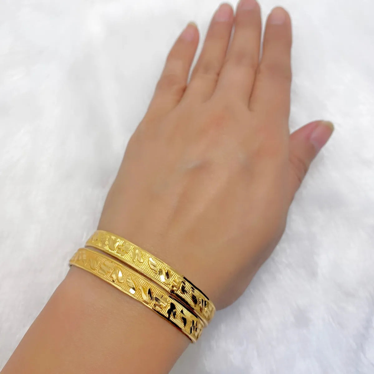 Gold Micro Plated Floral Cutwork Traditional Bangle