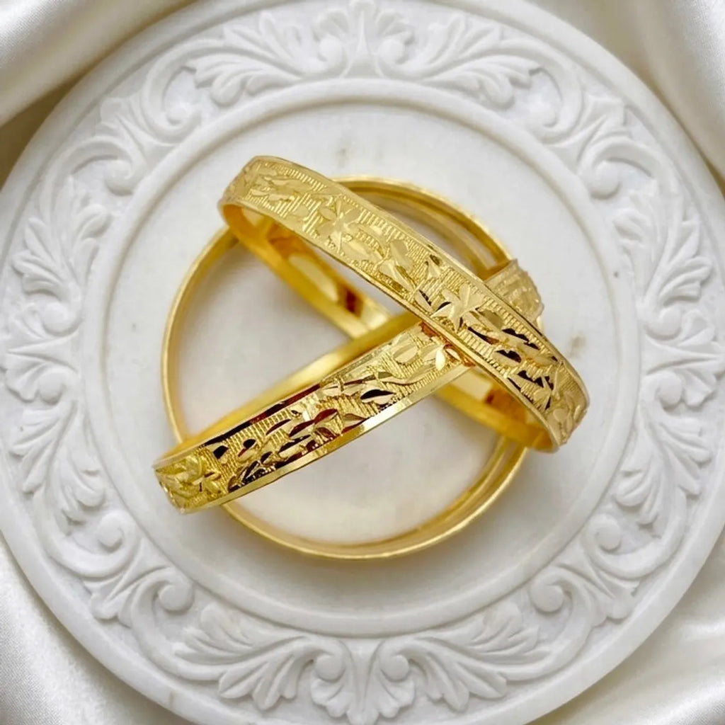 Gold Micro Plated Floral Cutwork Traditional Bangle