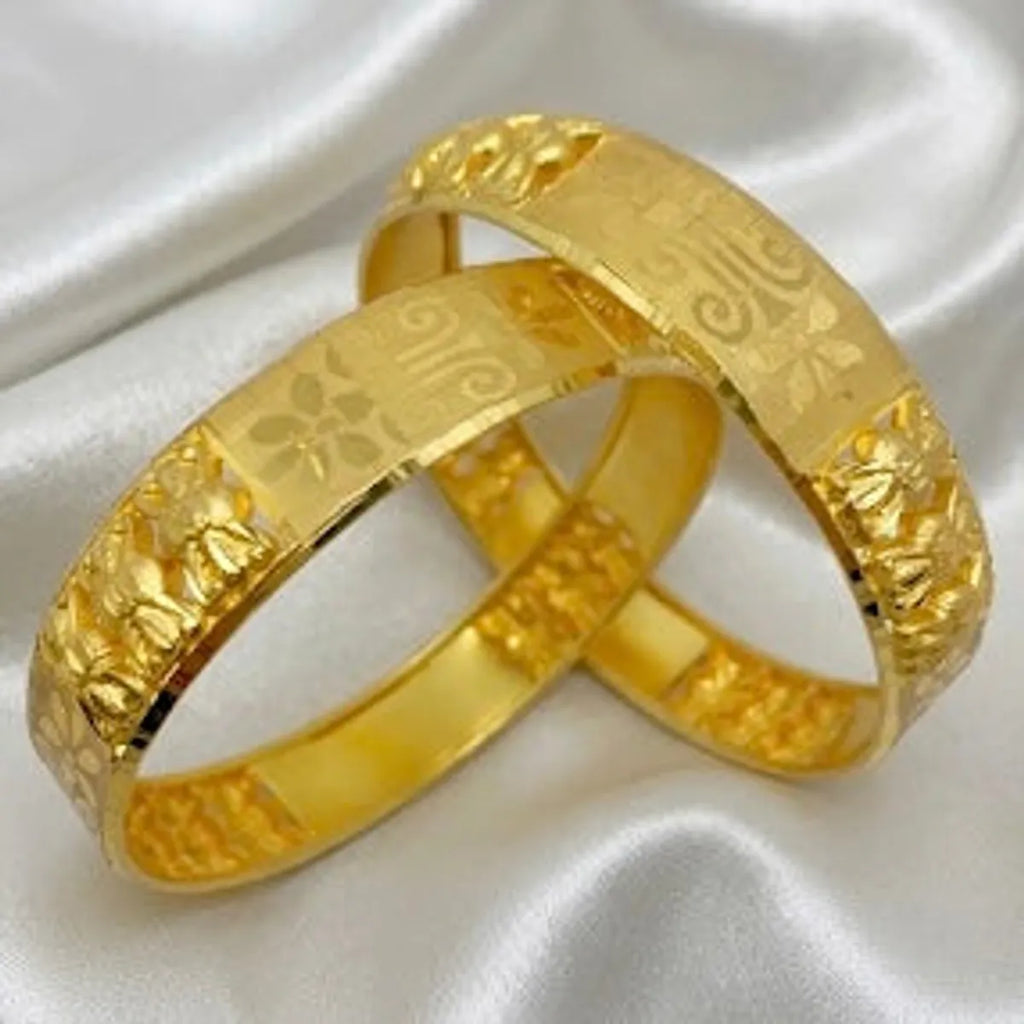 Gold Micro Plated Traditional Heritage Bangle Cuff For Women