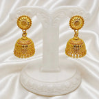Gold Plated Ghungroo Mesh Temple Style Jhumki Earrings For Women