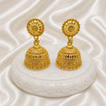 Gold Plated Ghungroo Mesh Temple Style Jhumki Earrings For Women