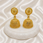 Gold Plated Ghungroo Mesh Temple Style Jhumki Earrings For Women