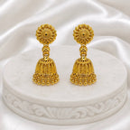 Gold Plated Copper Double Jhumki Ghungroo Meenakari Earrings For Women