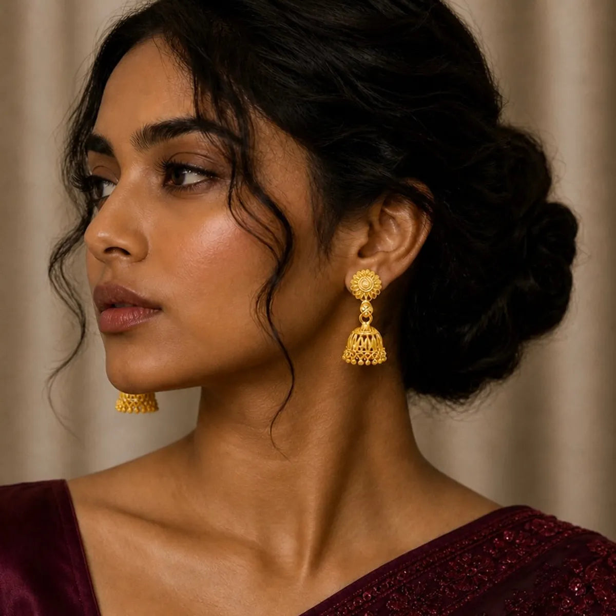 Gold Plated Copper Double Jhumki Ghungroo Meenakari Earrings For Women
