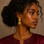 Gold Plated Meenakari Ghungroo Mesh Temple Jhumki Earrings
