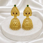 Gold Plated Meenakari Ghungroo Mesh Temple Jhumki Earrings