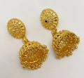 Gold Plated Petal Mesh Ghungroo Temple Jhumki Earrings For Women