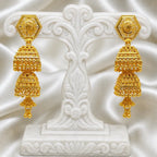 Gold Plated Copper Hexagonal Double Layer Ghungroo Jhumki Earrings