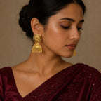 Gold Plated Disc Dome Ghungroo Temple Style Jhumka Earrings For Women
