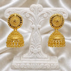 Gold Plated Disc Dome Ghungroo Temple Style Jhumka Earrings For Women