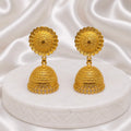 Gold Plated Floral Sunburst Temple Style Jhumki Earrings For Women