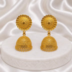 Gold Plated Floral Sunburst Temple Style Jhumki Earrings For Women