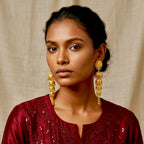Gold Plated Multi Layer Ghungroo Mesh Jhumka Earrings For Women