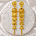 Gold Plated Multi Layer Ghungroo Mesh Temple Jhumka Earrings For Women