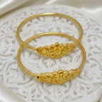 Gold Micro Plated Copper Floral Paisley Traditional Bangle Set Of 2