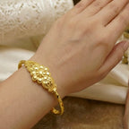 Gold Micro Plated Copper Floral Paisley Traditional Bangle Set Of 4