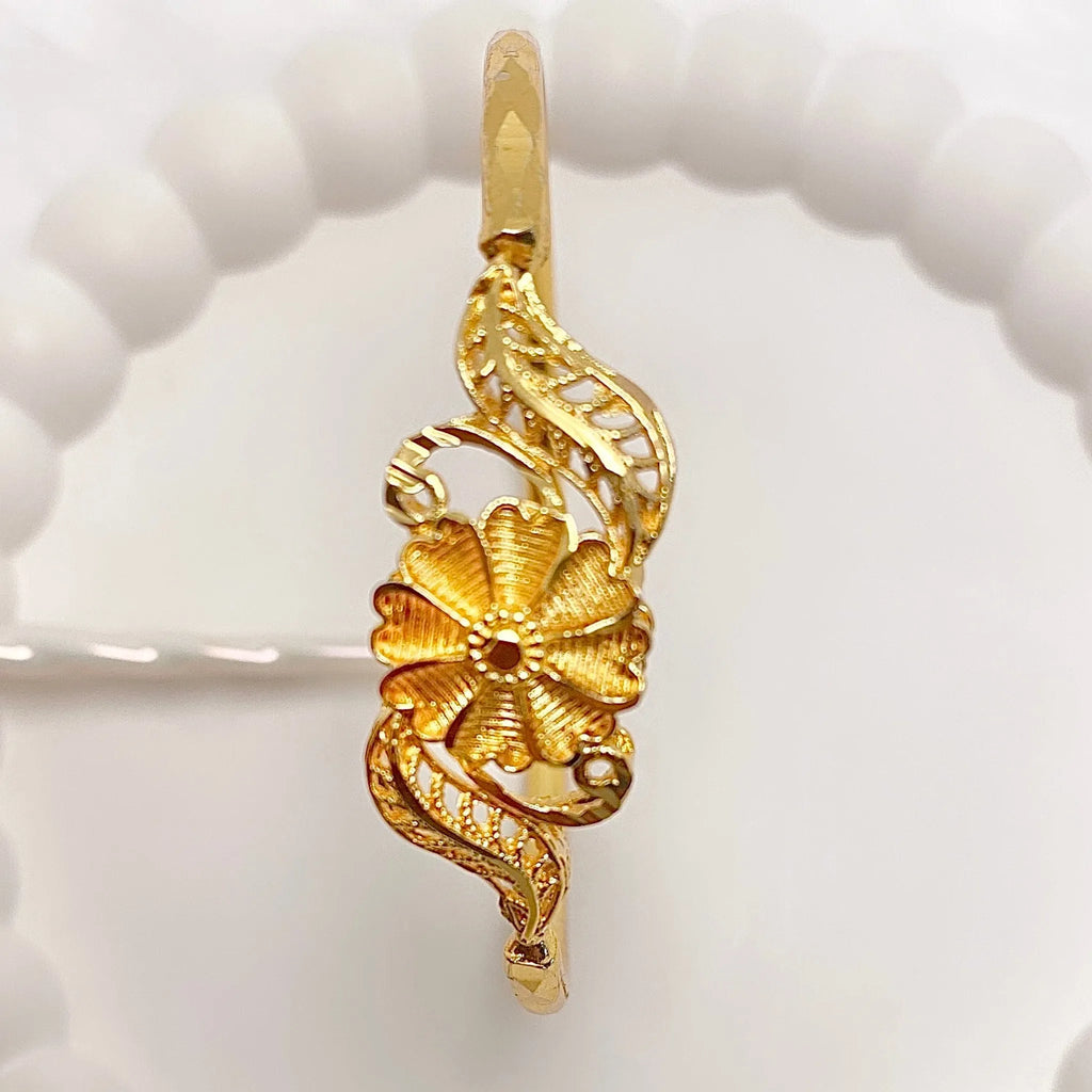 Gold Plated Copper Floral Dubai Style Traditional Bangles Set Of 2