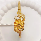 Gold Plated Copper Floral Dubai Style Traditional Bangles Set Of 2