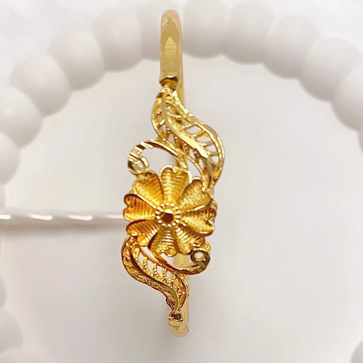 Gold Plated Copper Floral Dubai Style Traditional Bangles Set Of 4