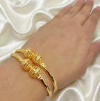 Gold Micro Plated Double Bead Traditional Bangle Set Of 2