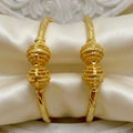 Gold Micro Plated Double Bead Traditional Bangle Set Of 2